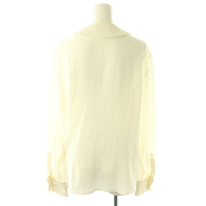 Celine Mia Shirt Blouse with Bow Long Sleeve Open Front 36 Off-white