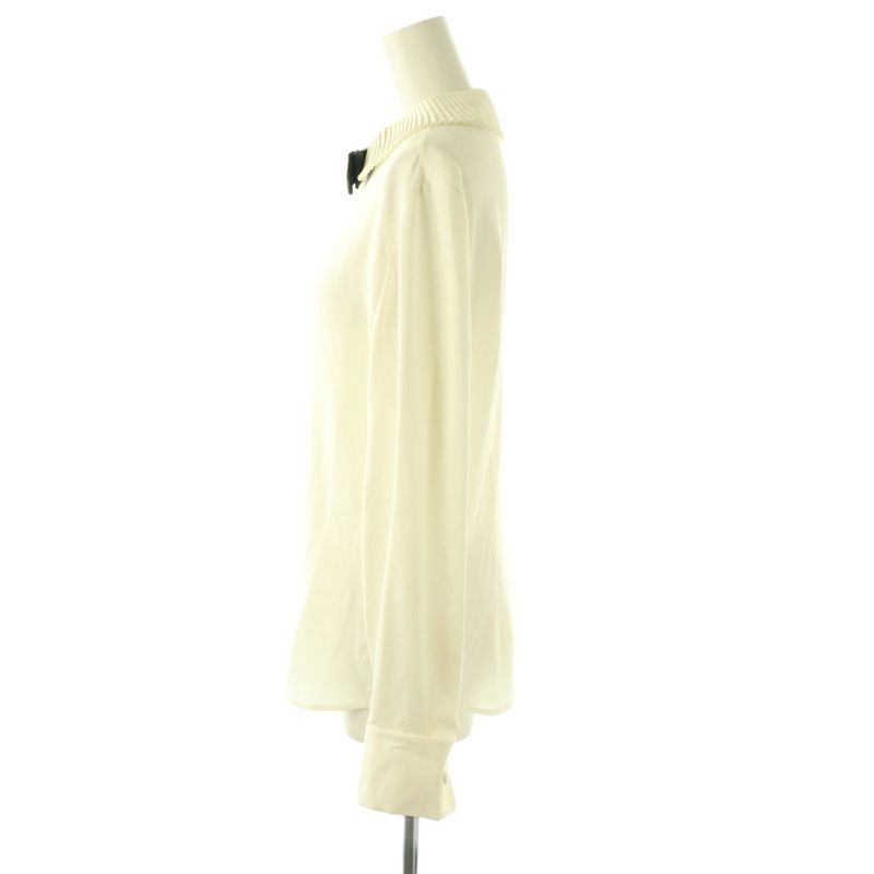 Celine Mia Shirt Blouse with Bow Long Sleeve Open Front 36 Off-white