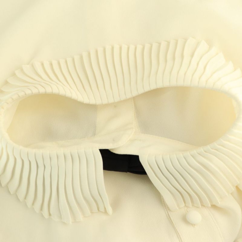 Celine Mia Shirt Blouse with Bow Long Sleeve Open Front 36 Off-white
