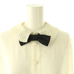 Celine Mia Shirt Blouse with Bow Long Sleeve Open Front 36 Off-white