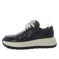 Prada Sneakers Low Cut Platform Thick Sole Triangle Plate Leather 39 Black