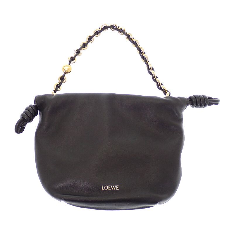 Loewe Flamenco Purse Mini Shoulder Bag 3way Lambskin Black Gold