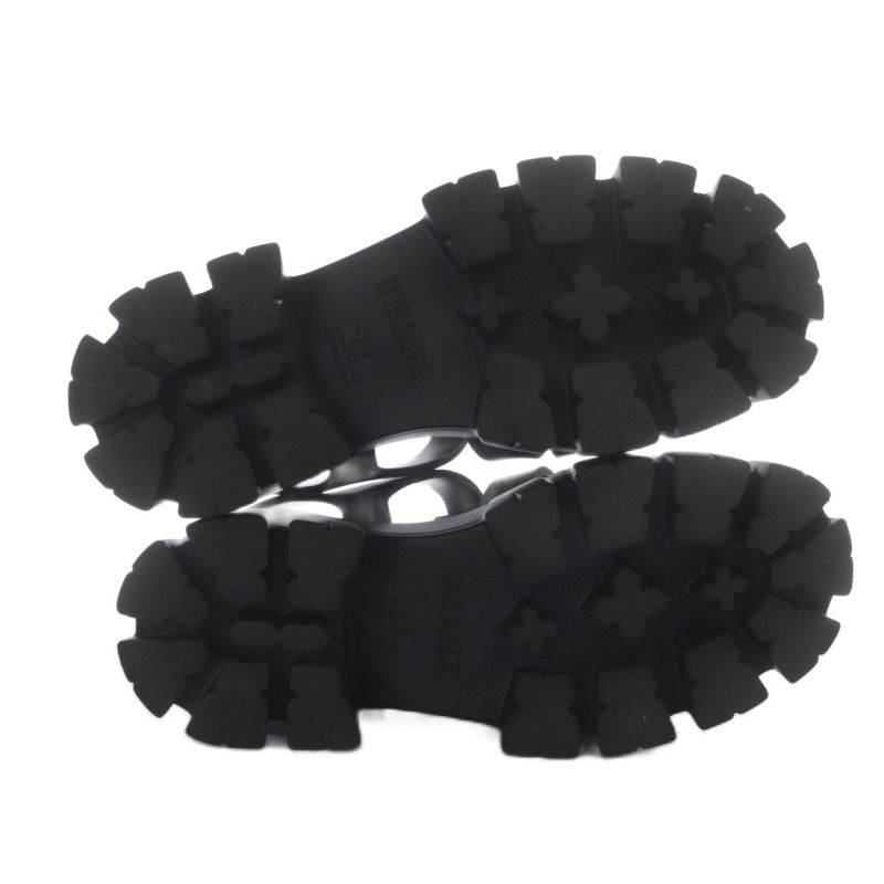 Prada Monolith Rubber Sandals Chunky Heel Platform Thick Sole Strap 37 Black
