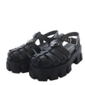 Prada Monolith Rubber Sandals Chunky Heel Platform Thick Sole Strap 37 Black