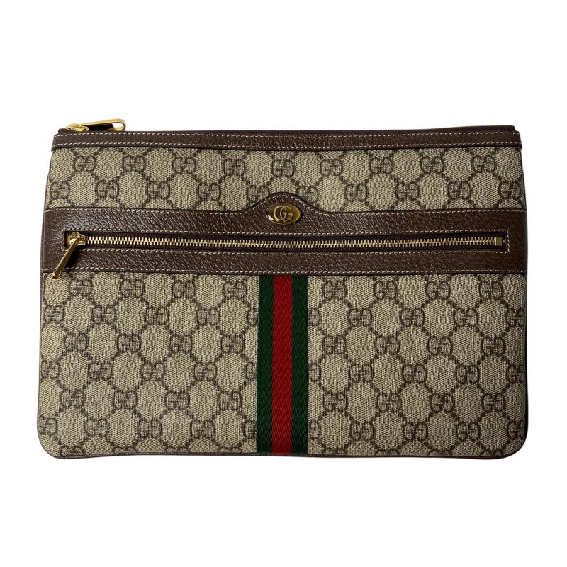 Gucci GG Supreme Clutch Brown Beige