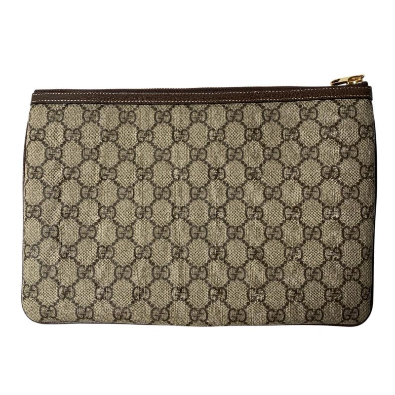 Gucci GG Supreme Clutch Brown Beige