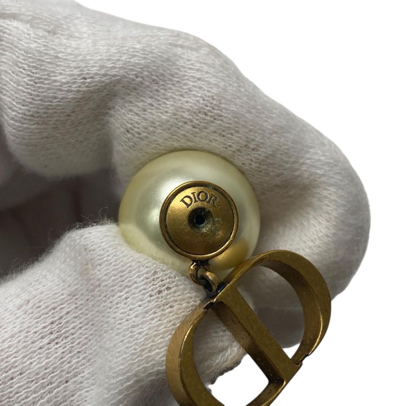 Dior Earrings Tribal CD Logo Gold White