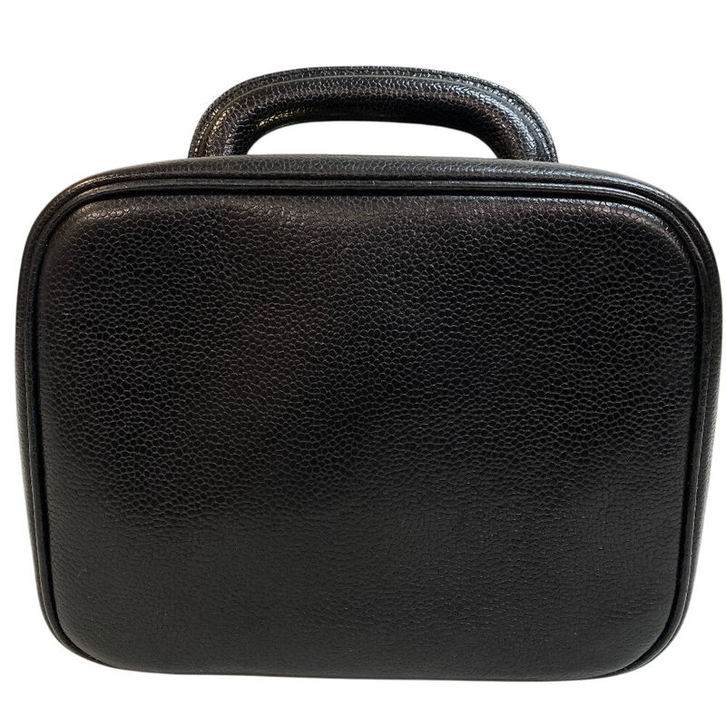 Chanel 2-Way Vanity Shoulder Bag Vintage CC Logo Purse Black Fraying