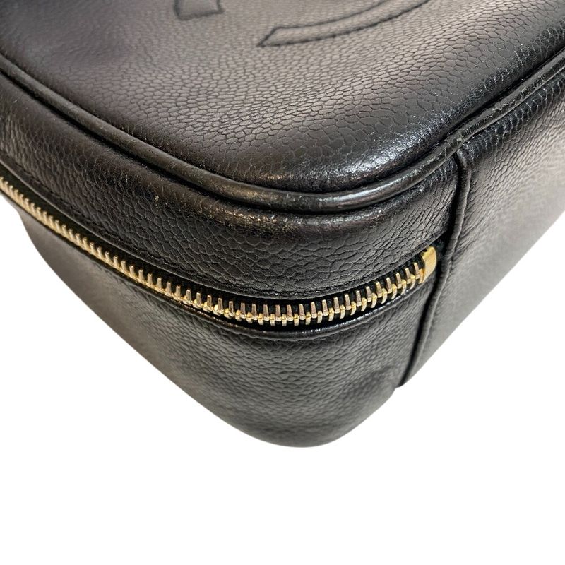 Chanel 2-Way Vanity Shoulder Bag Vintage CC Logo Purse Black Fraying