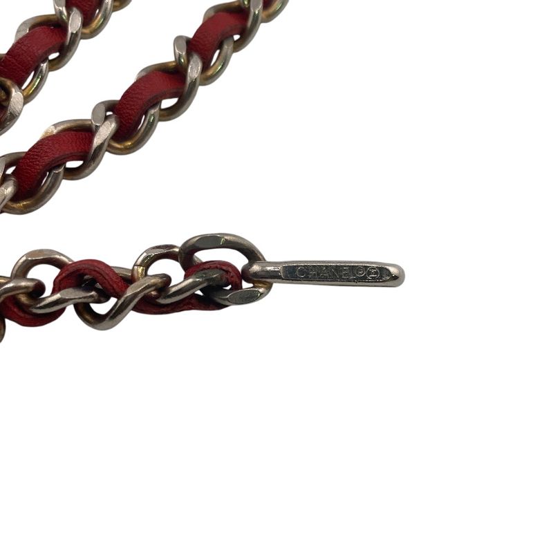 Chanel Chain Belt Vintage CC Logo Red