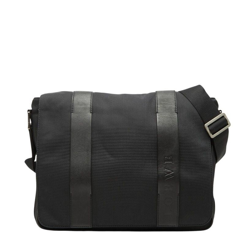 Loewe Logo Shoulder Bag Black Nylon Leather