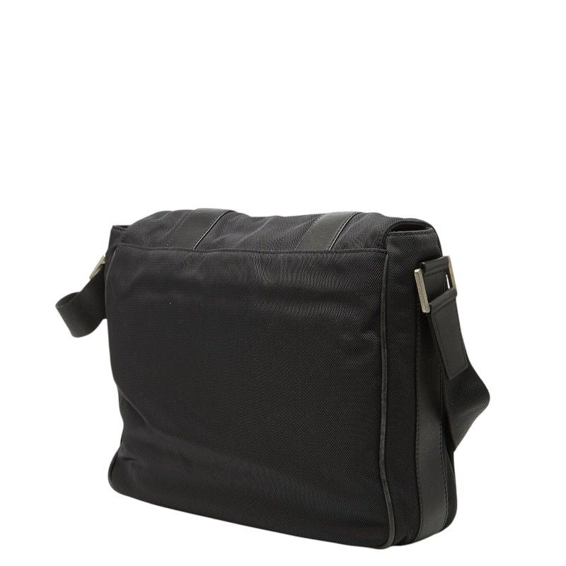 Loewe Logo Shoulder Bag Black Nylon Leather