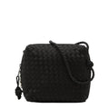 Bottega Veneta Intrecciato Crossbody Shoulder Bag Black Satin Visual