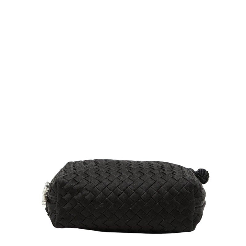 Bottega Veneta Intrecciato Crossbody Shoulder Bag Black Satin Visual