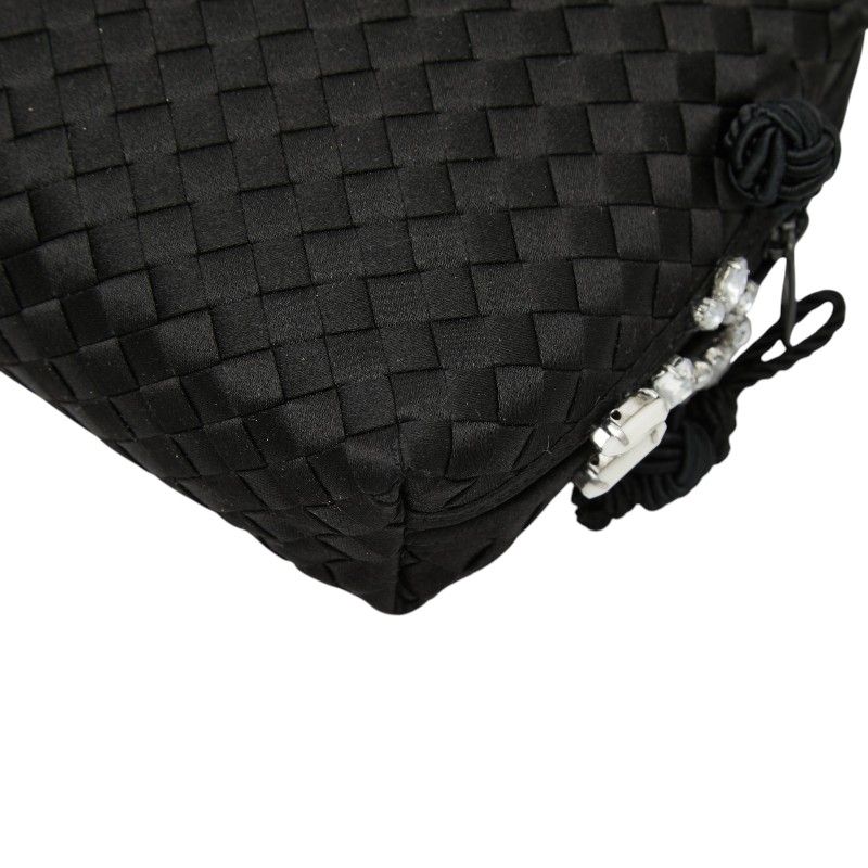 Bottega Veneta Intrecciato Crossbody Shoulder Bag Black Satin Visual