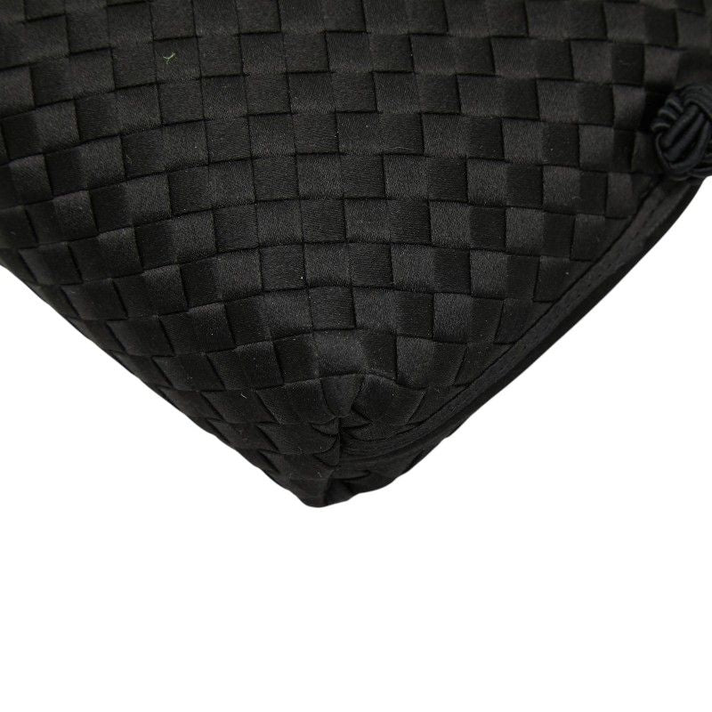 Bottega Veneta Intrecciato Crossbody Shoulder Bag Black Satin Visual