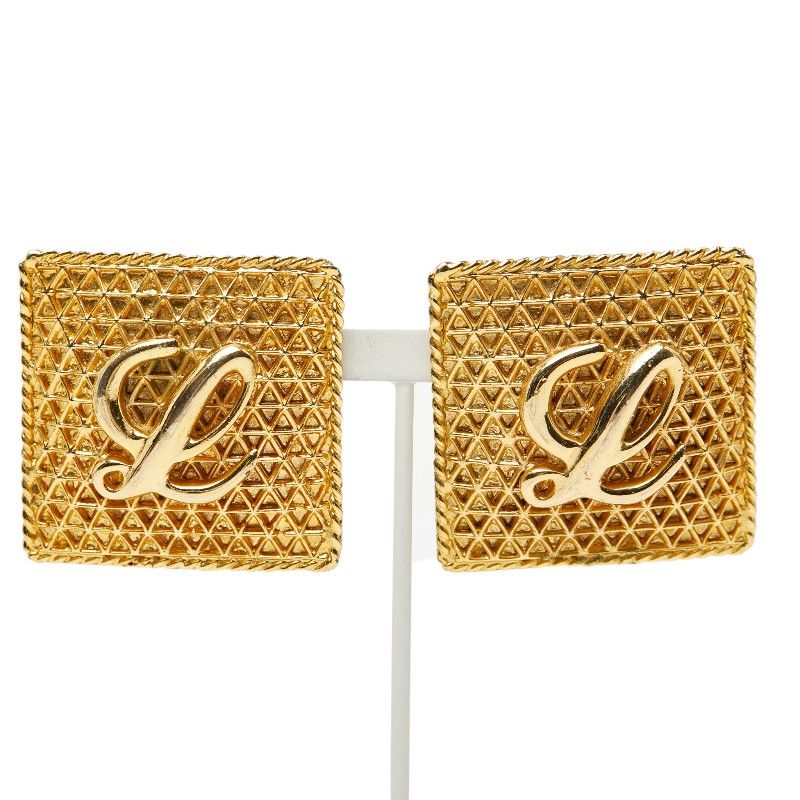 Loewe Anagram Square Logo Earrings Gold Plated