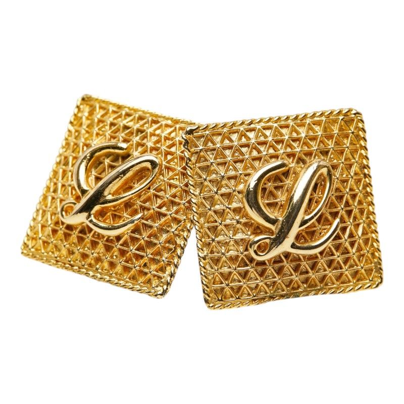 Loewe Anagram Square Logo Earrings Gold Plated