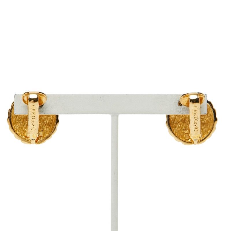 Dior Logo Round Earrings Gold Plated