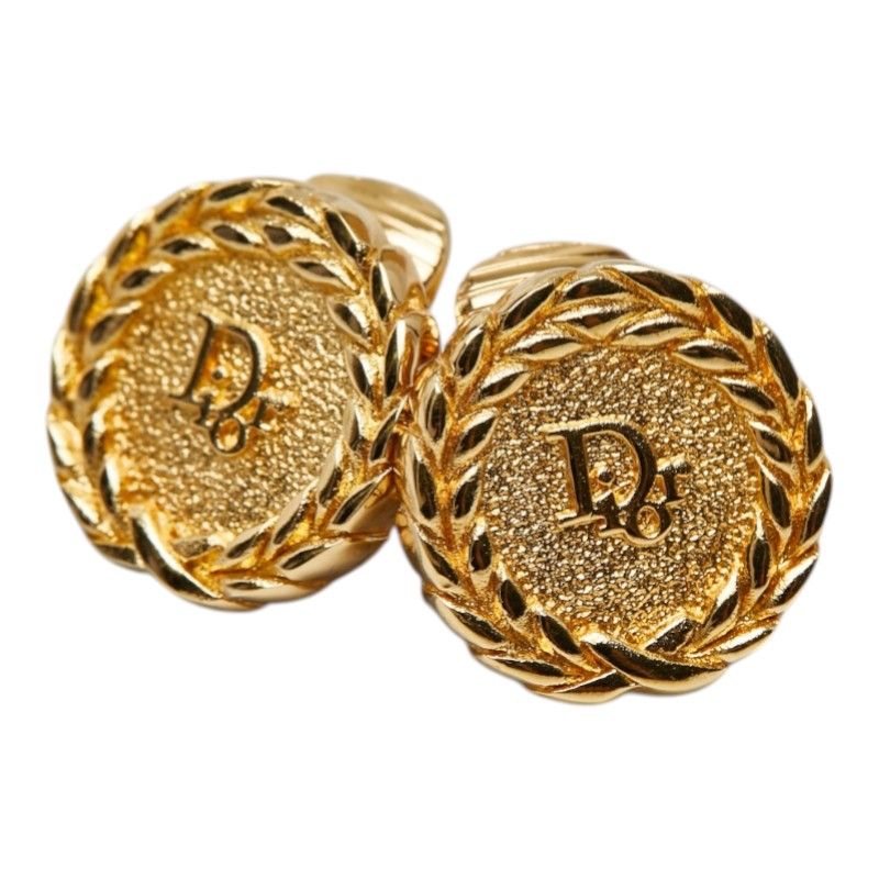 Dior Logo Round Earrings Gold Plated