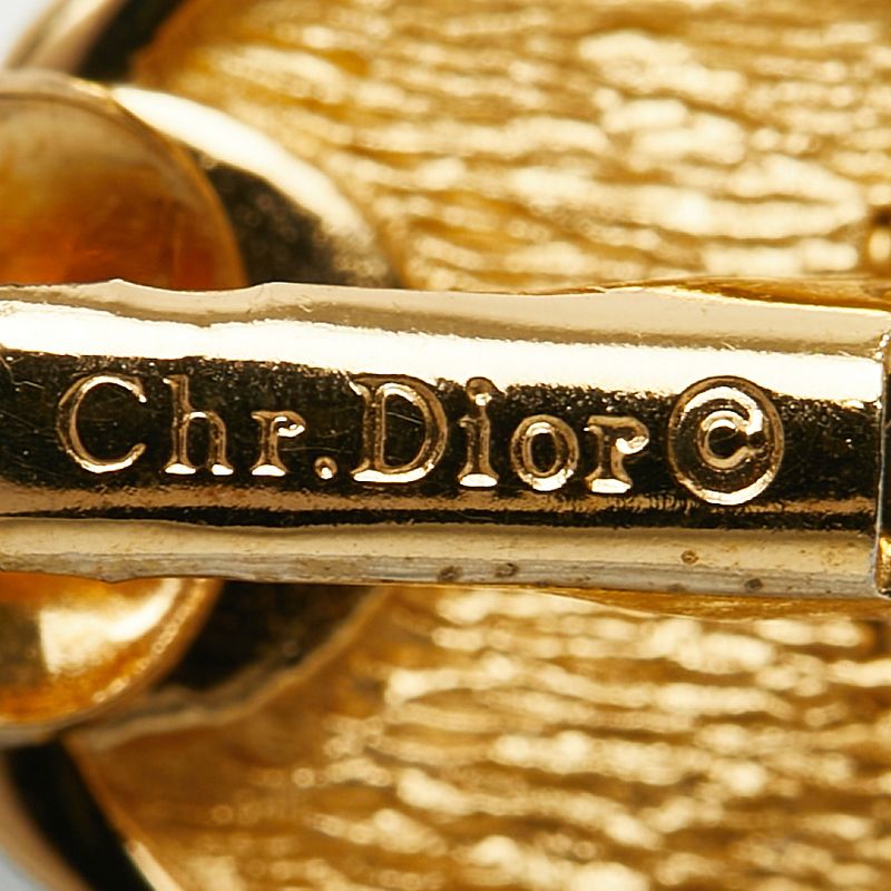 Dior Logo Round Earrings Gold Plated