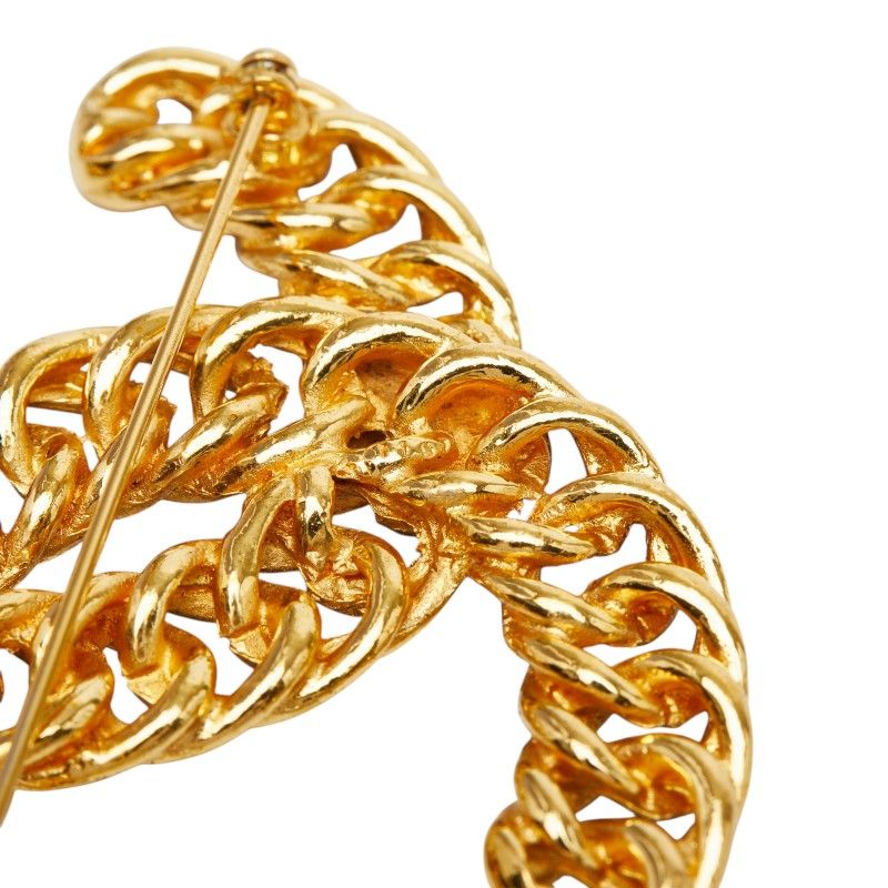 Chanel CC Logo Vintage Chain Brooch Gold Plated