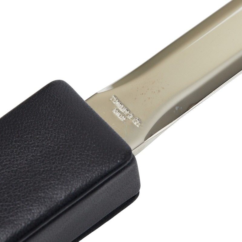 Tiffany & Co Paper Knife Letter Opener Cadence Silver Black Metal Leather
