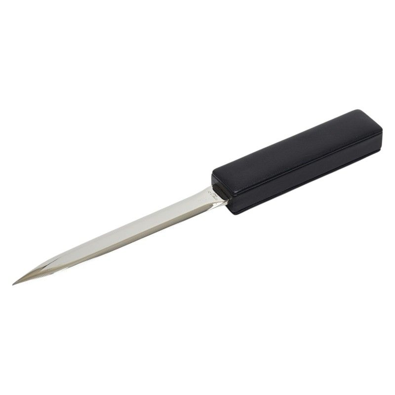 Tiffany & Co Paper Knife Letter Opener Cadence Silver Black Metal Leather