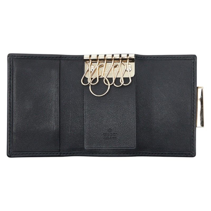 Gucci GG Canvas Key Case 6 Rows Black Key Holder