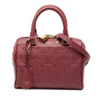 Louis Vuitton Monogram Empreinte Speedy Bandouliere 20 Wine Red Gold Handbag Wine Bold