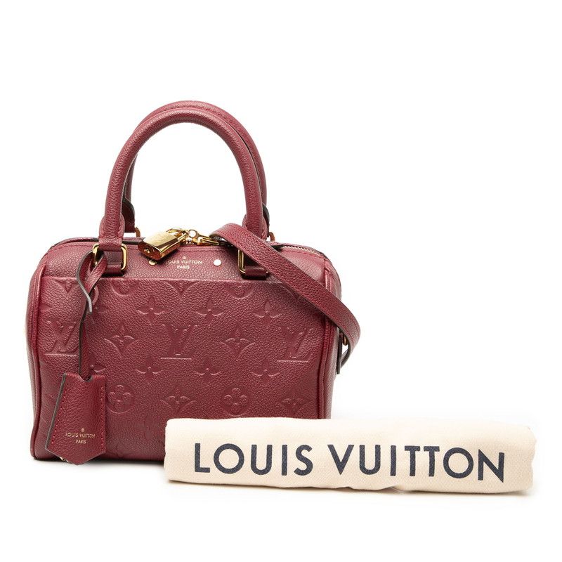 Louis Vuitton Monogram Empreinte Speedy Bandouliere 20 Wine Red Gold Handbag Wine Bold
