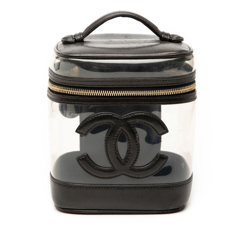 Chanel CC Logo Black Clear Vinyl Leather Handbag