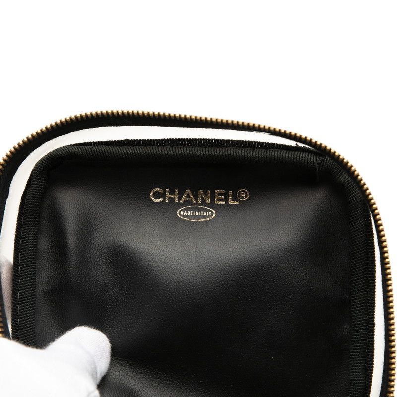 Chanel CC Logo Black Clear Vinyl Leather Handbag