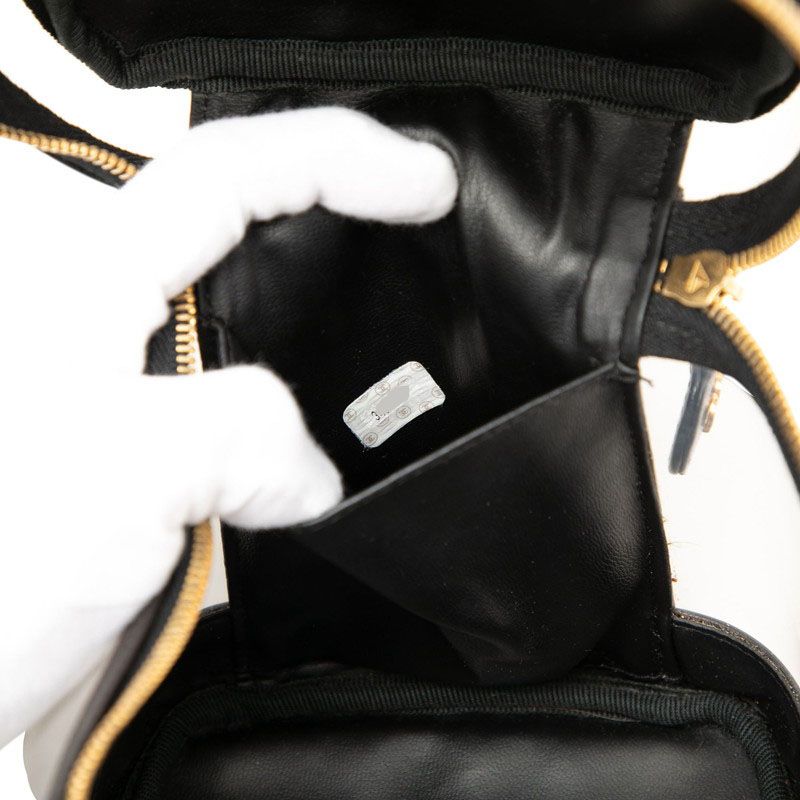 Chanel CC Logo Black Clear Vinyl Leather Handbag