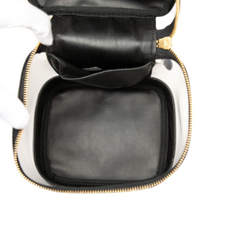 Chanel CC Logo Black Clear Vinyl Leather Handbag