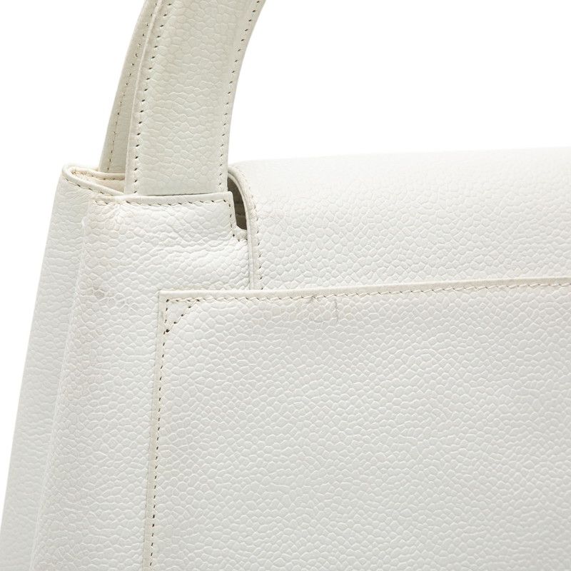 Chanel CC Logo White Leather Handbag