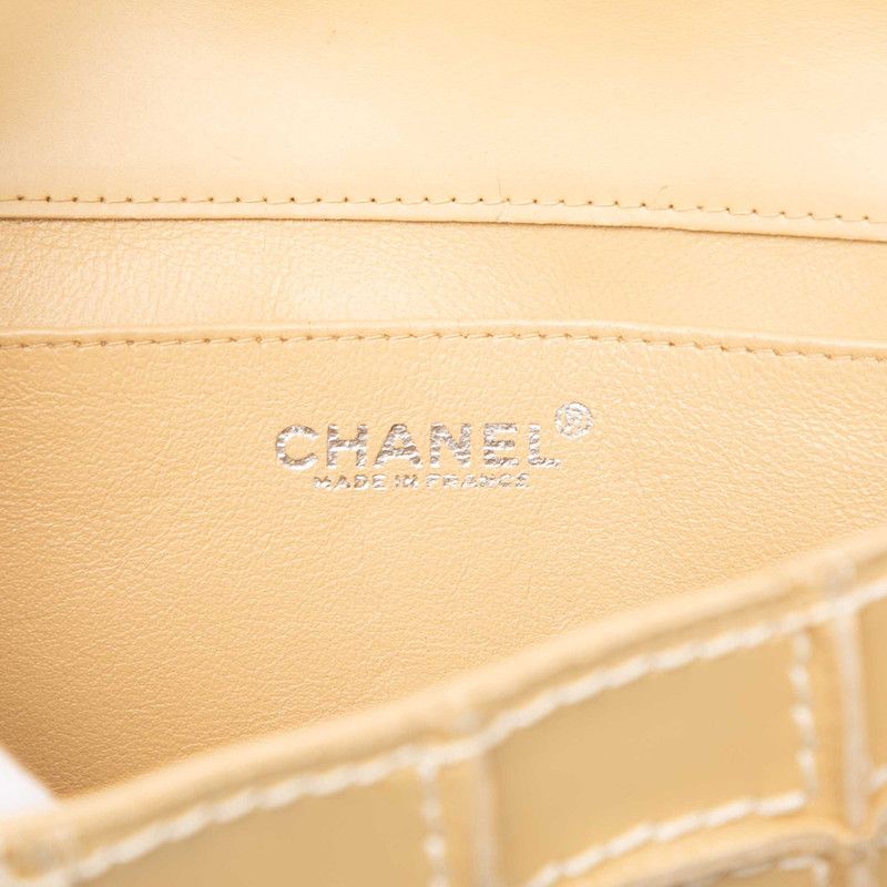 Chanel Wild Stitch CC Logo Chocolate Chain Shoulder Bag Beige Leather