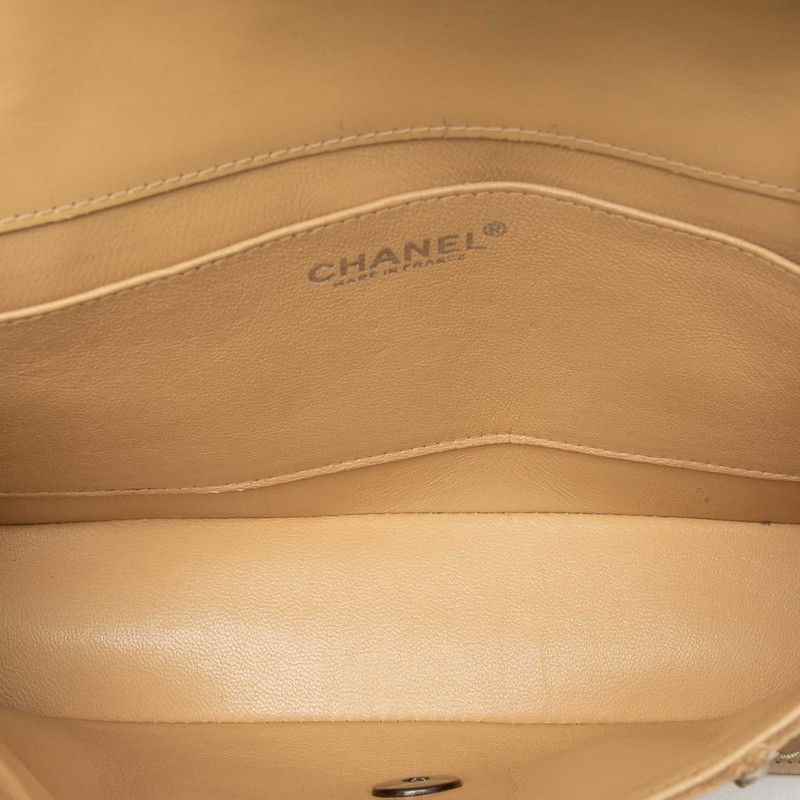 Chanel Wild Stitch CC Logo Chocolate Chain Shoulder Bag Beige Leather