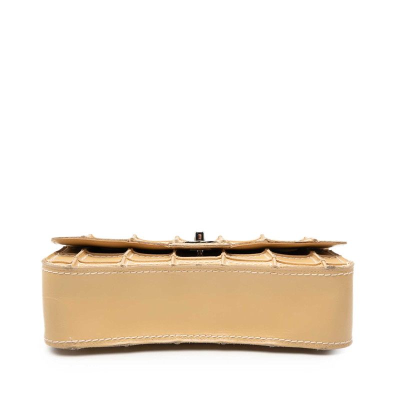 Chanel Wild Stitch CC Logo Chocolate Chain Shoulder Bag Beige Leather
