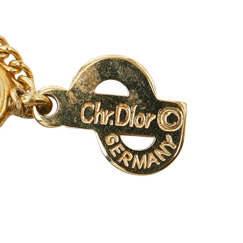 Dior Square Logo Pendant Necklace Gold Black Plated