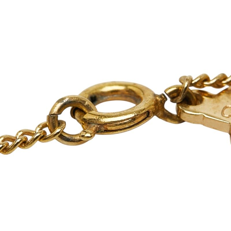 Dior Square Logo Pendant Necklace Gold Black Plated