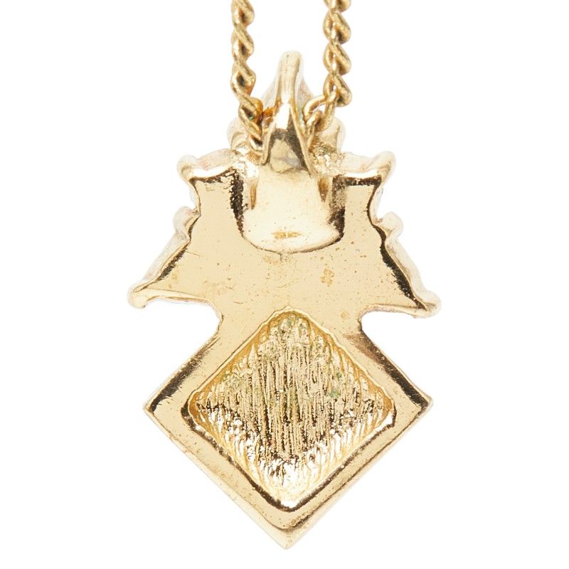 Dior Square Logo Pendant Necklace Gold Black Plated