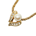 Dior Pendant Necklace Gold Faux Pearl Rhinestone Plated
