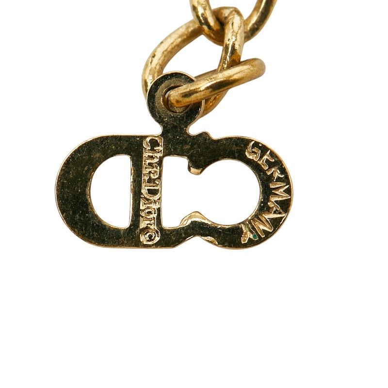 Dior Pendant Necklace Gold Faux Pearl Rhinestone Plated