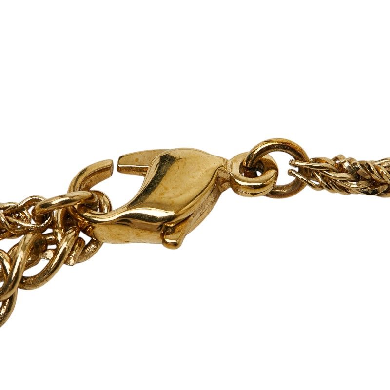 Dior Pendant Necklace Gold Faux Pearl Rhinestone Plated