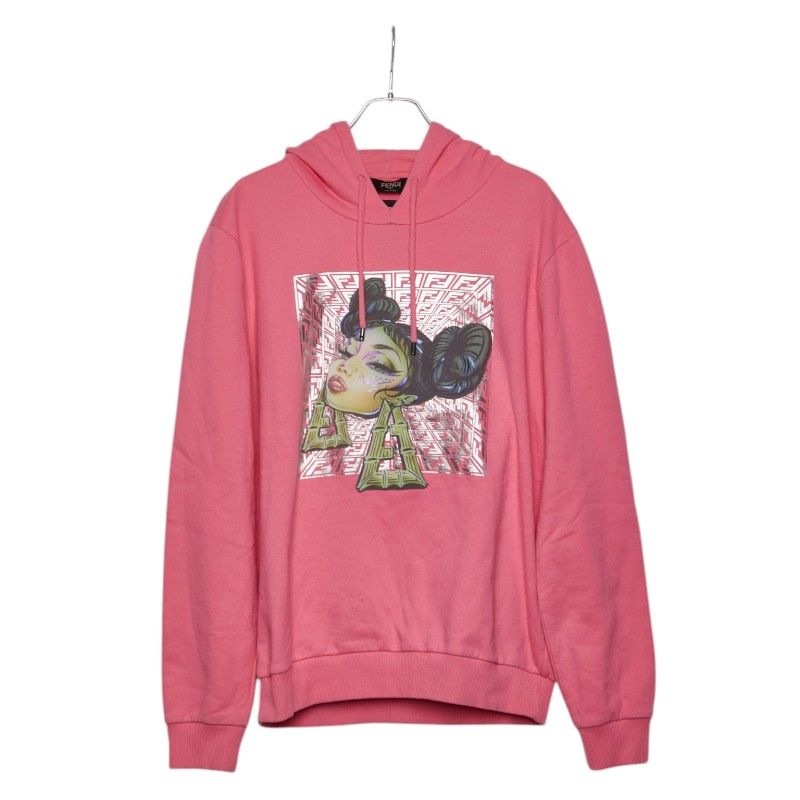 Fendi Nicky Minaj Print Hoodie Pink Cotton