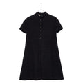 Gucci Interlocking Tweed Lame Combination Dress Black Wool