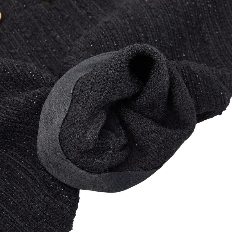 Gucci Interlocking Tweed Lame Combination Dress Black Wool