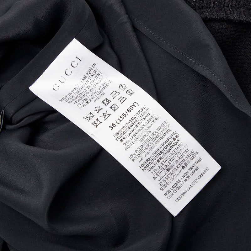 Gucci Interlocking Tweed Lame Combination Dress Black Wool