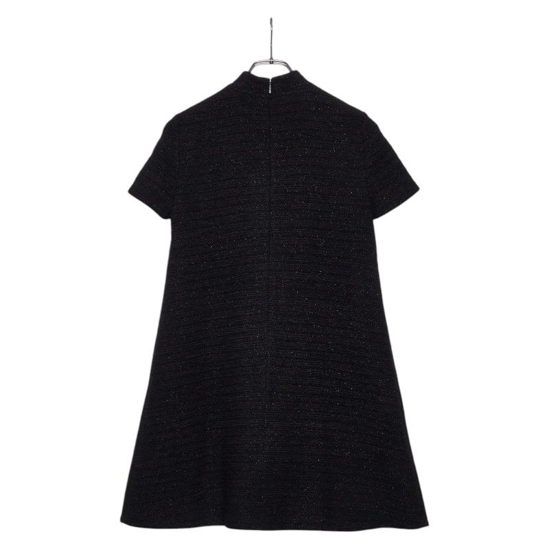 Gucci Interlocking Tweed Lame Combination Dress Black Wool